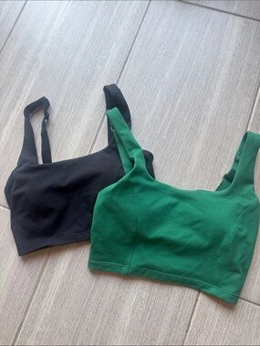 aerie Seamless Bralette Duo in Black & Kelly Green